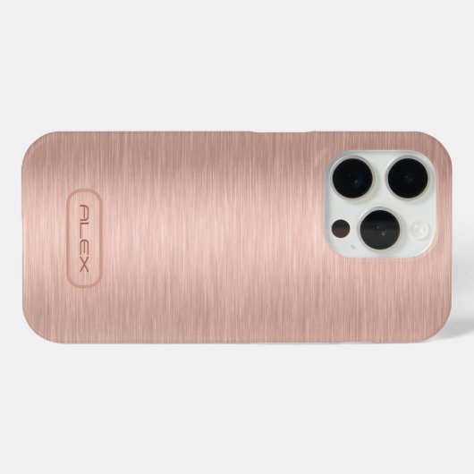Metallic rose-gold texture, custom monogram Case-Mate iPhone hülle (Rückseite (Horizontal))