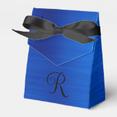 Metallic Royal Blue Curly Black Monogram Geschenkschachtel (Vorderseite)