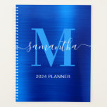 Metallic Royal Blue Signature Monogram Planer<br><div class="desc">Erstellen Sie für sie einen personalisierten gürteleigenen Namen und ein mit Monogramm Planer- oder Terminbuch. Die königsblauen Imitate digitale Kunstgrafik aus metallischer Folie drucken wie ein Foto. Hellblau-weiß-zeitgenössisches Monogramm mit elegantem Kalligraphiedesign im Signaturstil kann individuell angepasst werden.</div>