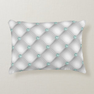 Metallic Satin White Mint Green Bling  Dekokissen