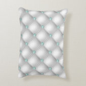 Metallic Satin White Mint Green Bling  Dekokissen (Rückseite(Vertikal))