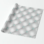 Metallic Satin White Mint Green Bling Geschenkpapier (Ungerollt)