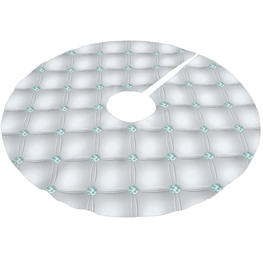 Metallic Satin White Mint Green Bling Polyester Weihnachtsbaumdecke (Schrägansicht)