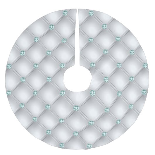 Metallic Satin White Mint Green Bling Polyester Weihnachtsbaumdecke (Vorderseite)
