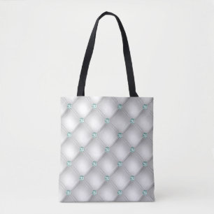 Metallic Satin White Mint Green Bling Tasche