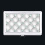 Metallic Satin White Mint Green Bling  Visitenkarten Dose<br><div class="desc">Ein Hübsches Imitat mit getufteten Visitenkartenhalter mit minzgrünen Imitaten Juwelen. Ideal für die begleitenden Visitenkarten,  die wir zur Verfügung haben. Ein eleganter und dennoch einfacher Look.  Herrlich.</div>