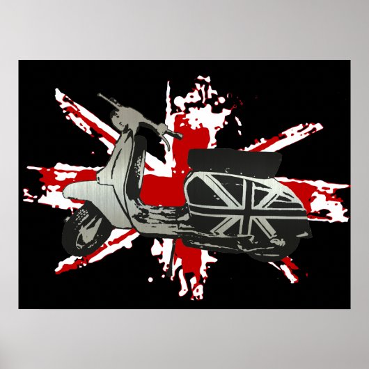 Metallic Scooter auf zerkleinerten Gewerkschaften  Poster (Vorne)