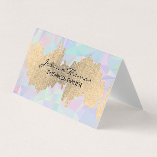 Metallic Scribble | Geometric Holographic Visitenkarten (Vorderseite)