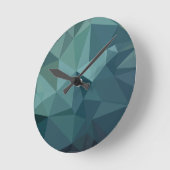 Metallic Seaweed Green Abstract Low Polygon Backgr Runde Wanduhr (Winkel)