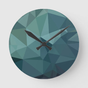 Metallic Seaweed Green Abstract Low Polygon Backgr Runde Wanduhr