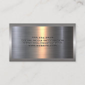 Metallic Shine Background | Symbole für soziale Me Visitenkarte (Rückseite)