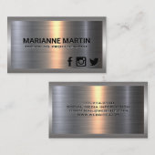 Metallic Shine Background | Symbole für soziale Me Visitenkarte (Vorne/Hinten)