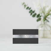 Metallic Shine | Schwarzleder Visitenkarte (Stehend Vorderseite)