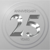 Metallic Silver 25. Hochzeitstag Aufkleber (Vorderseite)