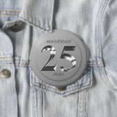 Metallic Silver 25. Hochzeitstag Button (Beispiel)