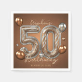 Metallic Silver and Bronze Balloons 50th Birthday Serviette (Vorderseite)
