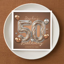Metallic Silver and Bronze Balloons 50th Birthday  Serviette