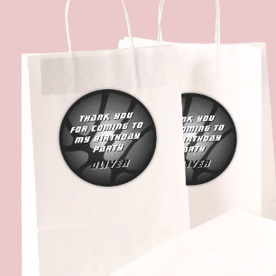 Metallic Silver Basketball Ball Danke, Geburtstag Runder Aufkleber