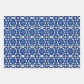 Metallic Silver, Blue Shades Stained Glass Style Geschenkpapier Set (Vorderseite)