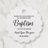 Metallic Silver Blume Taufe Mädchen Vielen Dank Geschenkanhänger (Rückseite)