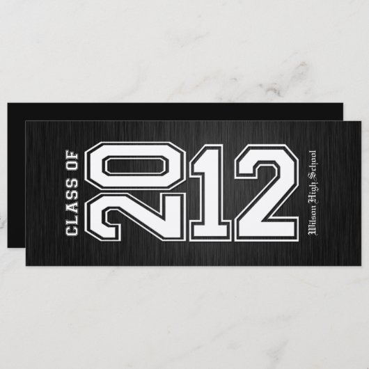 Metallic Silver Class of 2012 Graduation Invites Einladung (Vorne/Hinten)