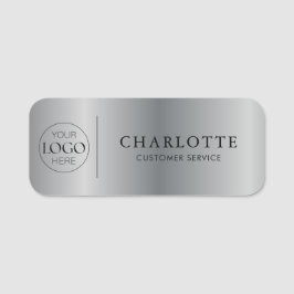 Metallic Silver Custom Logo Office Employee Staff Namensschild