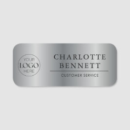 Metallic Silver Custom Logo Office Employee Staff Namensschild
