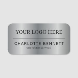 Metallic Silver Custom Logo Office Employee Staff Namensschild