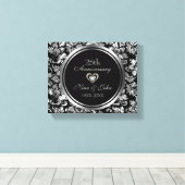 Metallic Silver Damask 25. Hochzeitstag Leinwanddruck (Insitu (Holzboden))