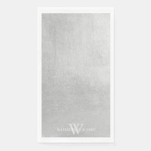 Metallic Silver Individuellen Namens Guest Serviette (Vorderseite)