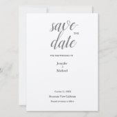 Metallic Silver Minimalistisch Classical Trendy Save The Date (Vorderseite)