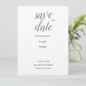 Metallic Silver Minimalistisch Classical Trendy Save The Date (Stehend Vorderseite)