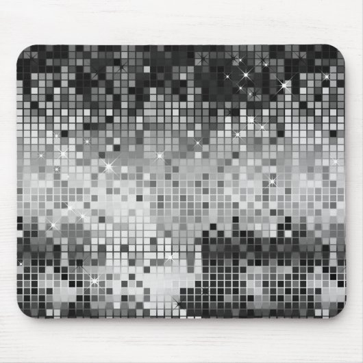 Metallic Silver Sequins Look Disco Mirrors Bling Mousepad (Vorne)