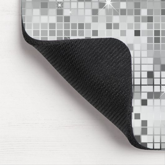 Metallic Silver Sequins Look Disco Mirrors Bling Mousepad (Ecke)