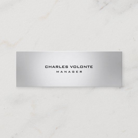 Metallic Silver Stilvoll Minimalistisch Beruflich Mini Visitenkarte (Vorderseite)