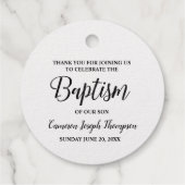 Metallic Silver Taufe Baby Boy Danke Geschenkanhänger (Rückseite)