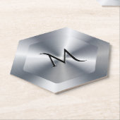 Metallic silver texture personalized monogram untersetzer (angewinkelt)