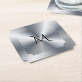 Metallic silver texture personalized monogram untersetzer (angewinkelt)