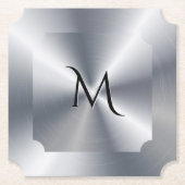 Metallic silver texture personalized monogram untersetzer (Vorderseite)