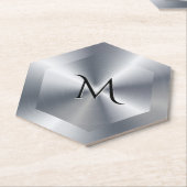 Metallic silver texture personalized monogram untersetzer (angewinkelt)