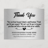 Metallic Silver Vielen Dank für Ihr Geschäft Postkarte (Vorderseite)