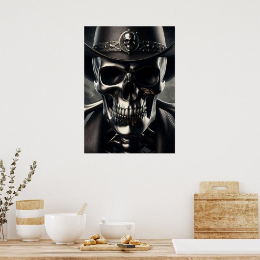 Metallic Skull Cowboy Poster (Küche)