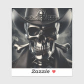 Metallic Skull Cowboy Vinyl Sticker (Blatt)