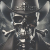 Metallic Skull Cowboy Vinyl Sticker (Vorderseite)