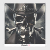 Metallic Skull Cowboy Vinyl Sticker (Blatt)