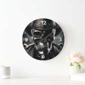 Metallic Skull Cowboy Wall Clock Große Wanduhr (Zuhause)
