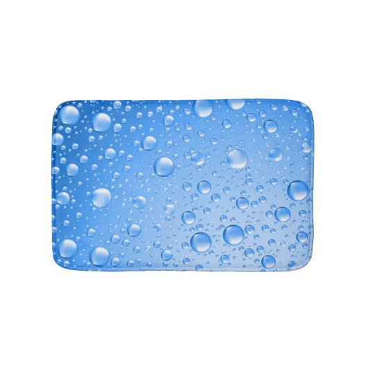 Metallic Sky Blue Rain Drops Badematte (Vorderseite)