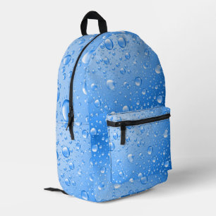 Metallic Sky Blue Rain Drops Bedruckter Rucksack