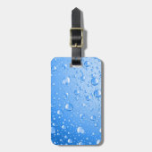 Metallic Sky Blue Rain Drops Gepäckanhänger (Vorderseite vertikal)