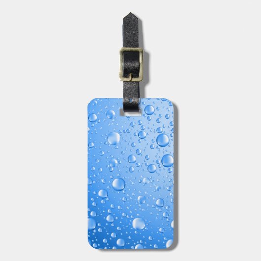 Metallic Sky Blue Rain Drops Gepäckanhänger (Vorderseite vertikal)